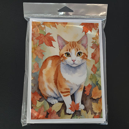 Caroline's Treasures Japanese Bobtail Cat in Fall Leaves Greeting Cards Pack of 8 Blank Cards with Envelopes Whimsical - image 3