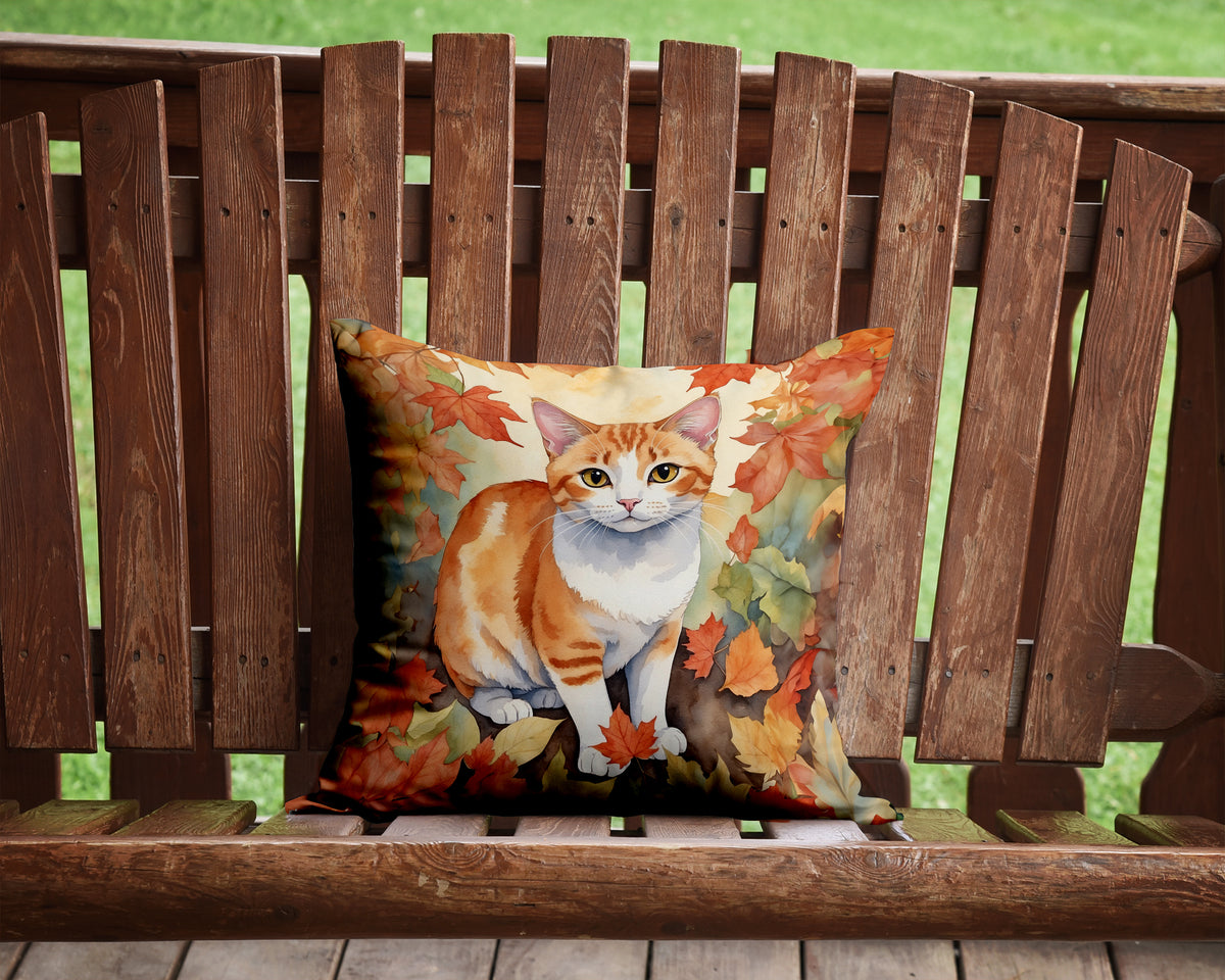 Caroline's Treasures Japanese Bobtail Cat in Fall Leaves Throw Pillow Machine Washable, Indoor Outdoor Decorative - image 2