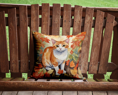 Caroline's Treasures Japanese Bobtail Cat in Fall Leaves Throw Pillow Machine Washable, Indoor Outdoor Decorative - image 2