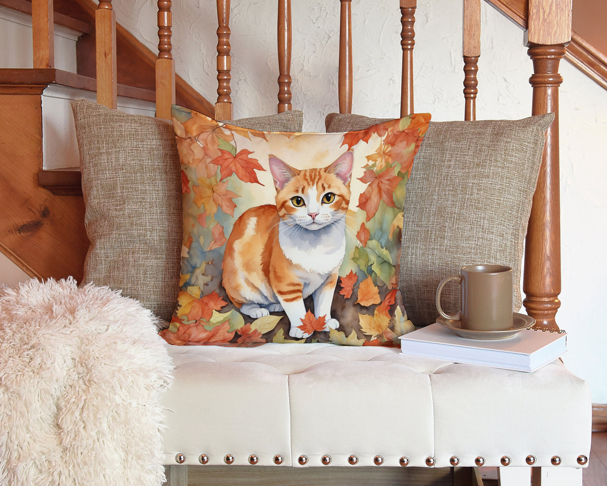 Caroline's Treasures Japanese Bobtail Cat in Fall Leaves Throw Pillow Machine Washable, Indoor Outdoor Decorative - image 3