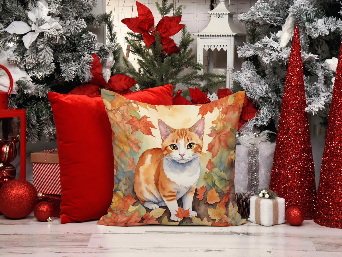 Caroline's Treasures Japanese Bobtail Cat in Fall Leaves Throw Pillow Machine Washable, Indoor Outdoor Decorative - image 6