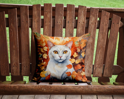 Caroline's Treasures Khao Manee Cat in Fall Leaves Throw Pillow Machine Washable, Indoor Outdoor Decorative Pillow for - image 2