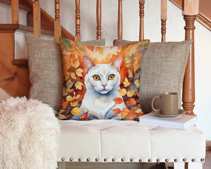 Caroline's Treasures Khao Manee Cat in Fall Leaves Throw Pillow Machine Washable, Indoor Outdoor Decorative Pillow for - image 3