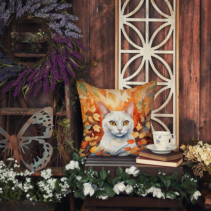 Caroline's Treasures Khao Manee Cat in Fall Leaves Throw Pillow Machine Washable, Indoor Outdoor Decorative Pillow for - image 5