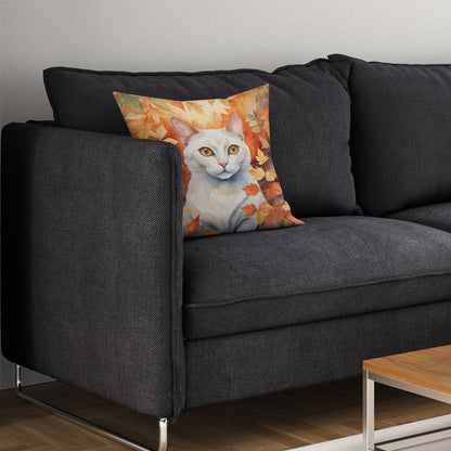 Caroline's Treasures Khao Manee Cat in Fall Leaves Throw Pillow Machine Washable, Indoor Outdoor Decorative Pillow for - image 7