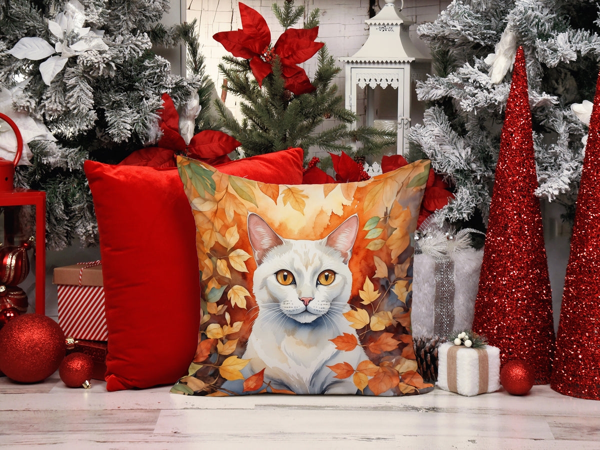 Caroline's Treasures Khao Manee Cat in Fall Leaves Throw Pillow Machine Washable, Indoor Outdoor Decorative Pillow for - image 7
