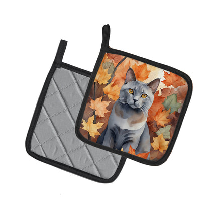 Caroline's Treasures Korat Cat in Fall Leaves Pair of Pot Holders Kitchen Heat Resistant Pot Holders Sets Oven Hot Pads - image 2