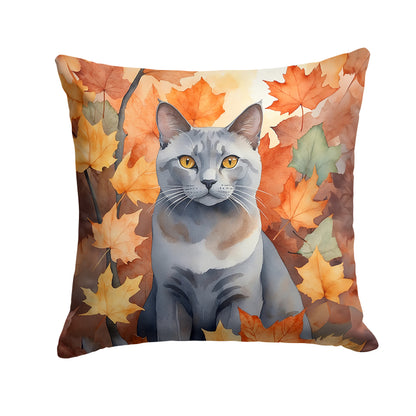 Caroline's Treasures Korat Cat in Fall Leaves Throw Pillow Machine Washable, Indoor Outdoor Decorative Pillow for