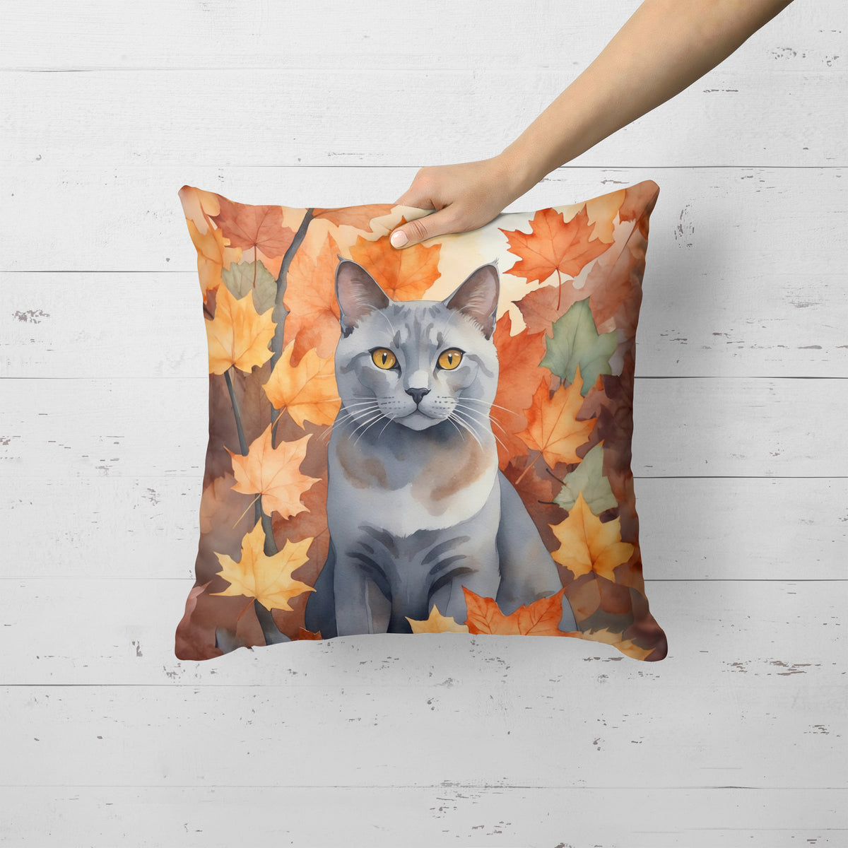 Caroline's Treasures Korat Cat in Fall Leaves Throw Pillow Machine Washable, Indoor Outdoor Decorative Pillow for - image 2