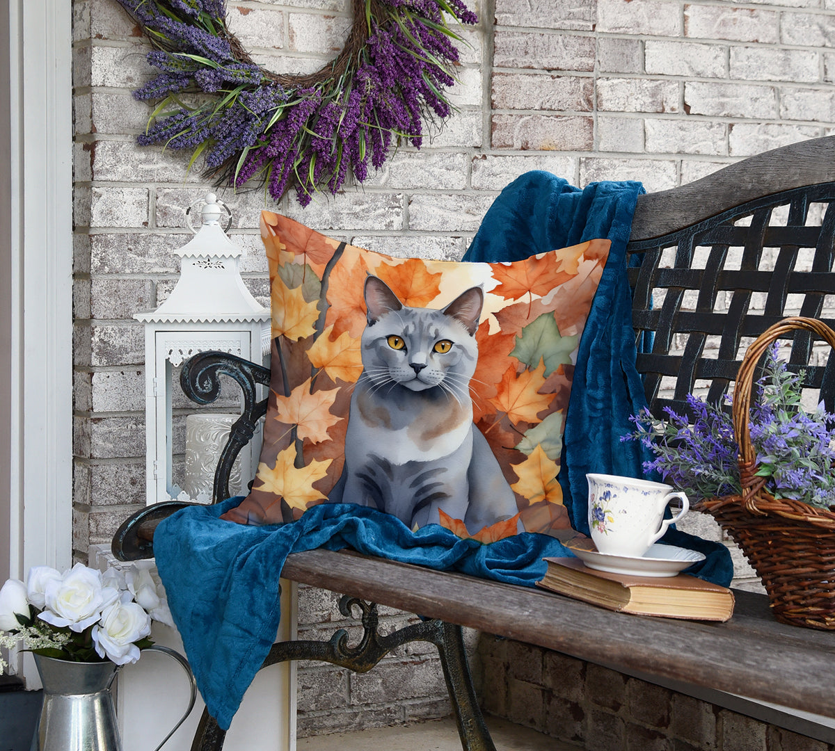 Caroline's Treasures Korat Cat in Fall Leaves Throw Pillow Machine Washable, Indoor Outdoor Decorative Pillow for - image 4