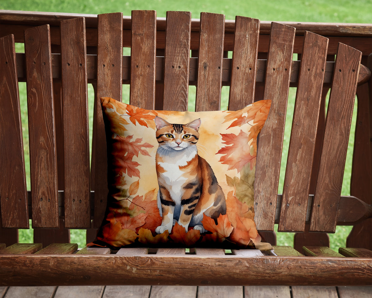 Caroline's Treasures Korean Bobtail Cat in Fall Leaves Throw Pillow Machine Washable, Indoor Outdoor Decorative Pillow - image 2