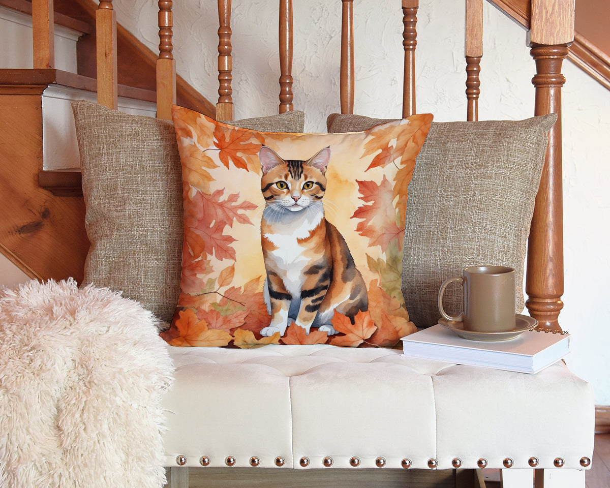 Caroline's Treasures Korean Bobtail Cat in Fall Leaves Throw Pillow Machine Washable, Indoor Outdoor Decorative Pillow - image 3