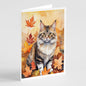 Caroline's Treasures Kurilian Bobtail Cat in Fall Leaves Greeting Cards Pack of 8 Blank Cards with Envelopes Whimsical