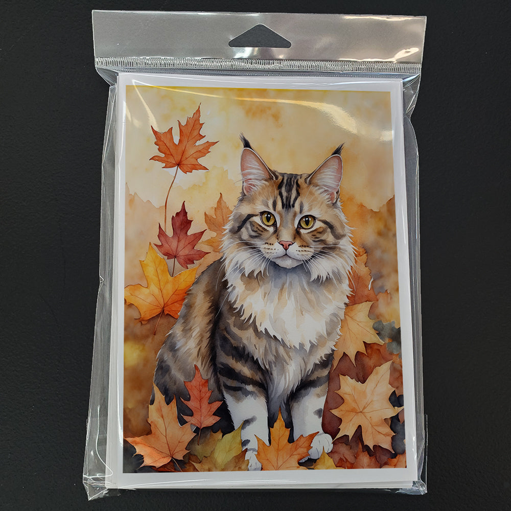 Caroline's Treasures Kurilian Bobtail Cat in Fall Leaves Greeting Cards Pack of 8 Blank Cards with Envelopes Whimsical - image 3