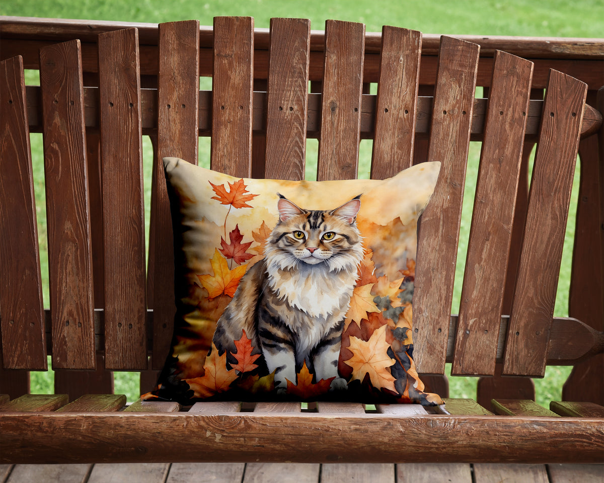 Caroline's Treasures Kurilian Bobtail Cat in Fall Leaves Throw Pillow Machine Washable, Indoor Outdoor Decorative - image 2