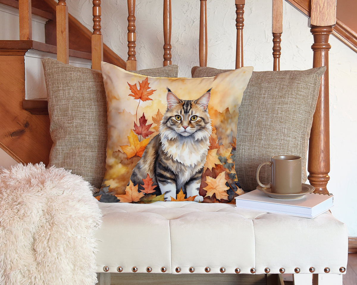 Caroline's Treasures Kurilian Bobtail Cat in Fall Leaves Throw Pillow Machine Washable, Indoor Outdoor Decorative - image 3
