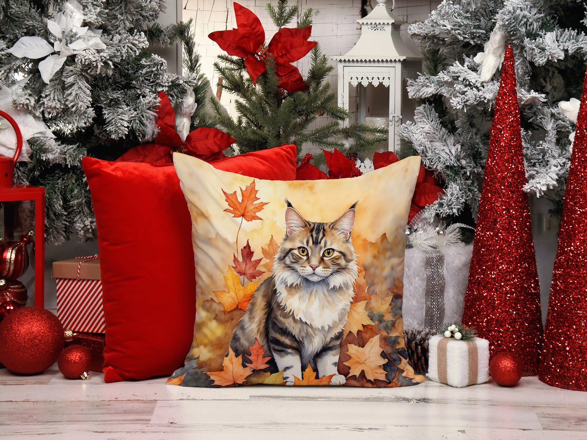 Caroline's Treasures Kurilian Bobtail Cat in Fall Leaves Throw Pillow Machine Washable, Indoor Outdoor Decorative - image 6