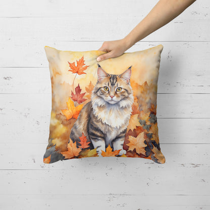 Caroline's Treasures Kurilian Bobtail Cat in Fall Leaves Throw Pillow Machine Washable, Indoor Outdoor Decorative - image 2