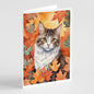Caroline's Treasures La Perm Cat in Fall Leaves Greeting Cards Pack of 8 Blank Cards with Envelopes Whimsical A7 Size