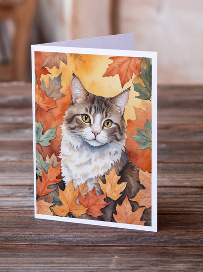 Caroline's Treasures La Perm Cat in Fall Leaves Greeting Cards Pack of 8 Blank Cards with Envelopes Whimsical A7 Size - image 2