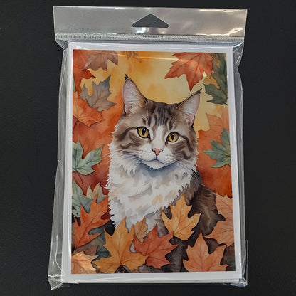 Caroline's Treasures La Perm Cat in Fall Leaves Greeting Cards Pack of 8 Blank Cards with Envelopes Whimsical A7 Size - image 3