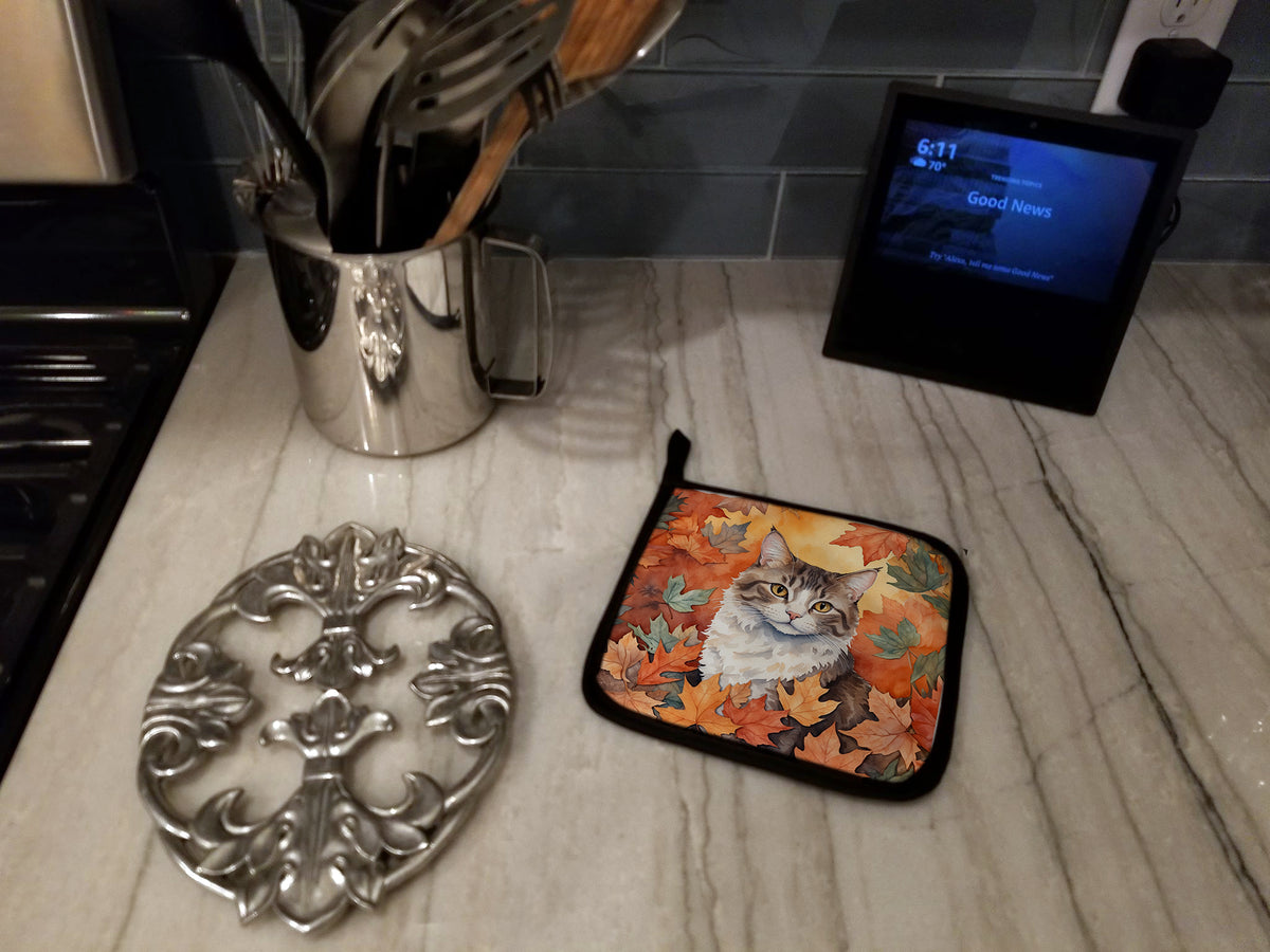 Caroline's Treasures La Perm Cat in Fall Leaves Pair of Pot Holders Kitchen Heat Resistant Pot Holders Sets Oven Hot - image 3