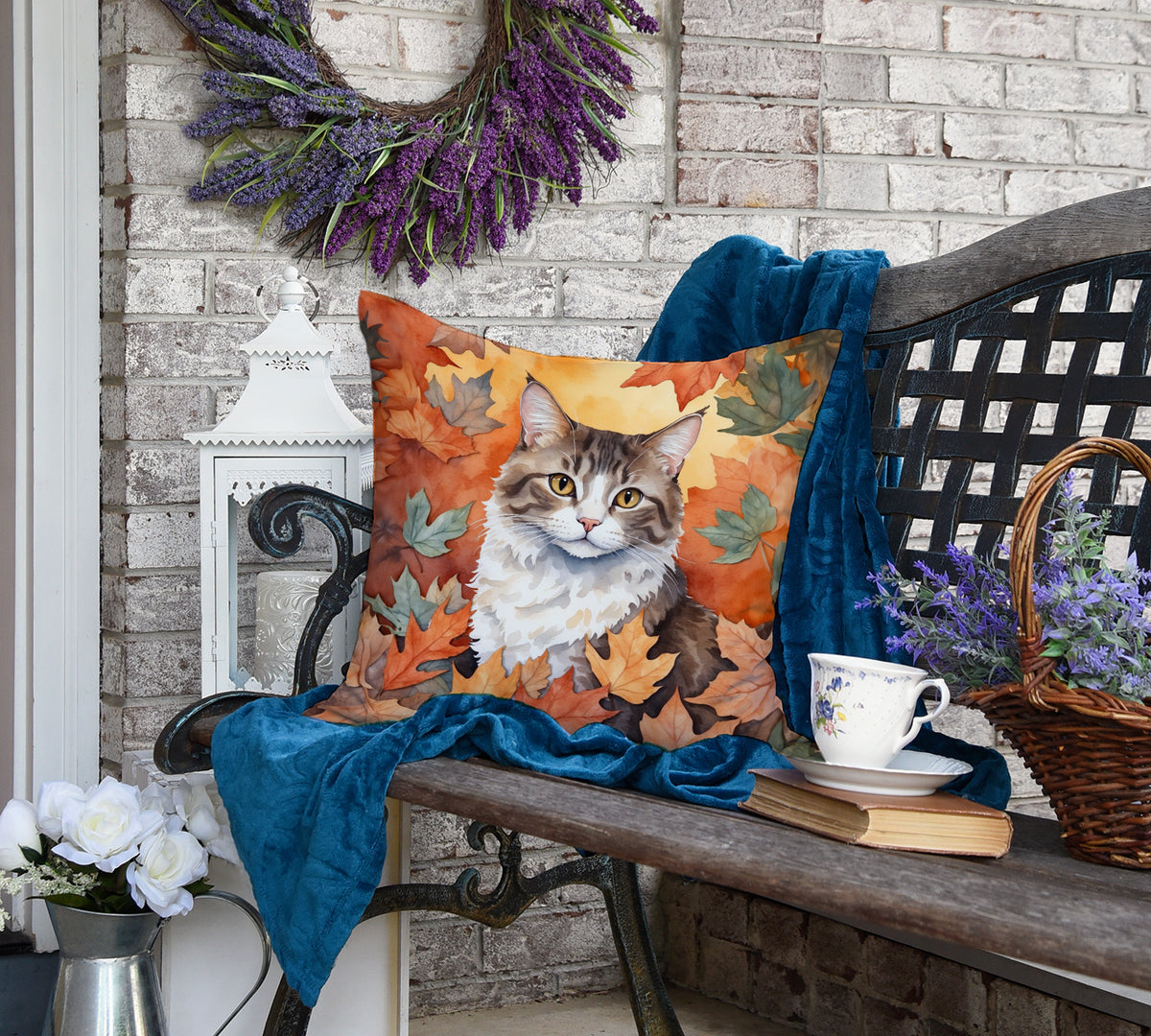 Caroline's Treasures La Perm Cat in Fall Leaves Throw Pillow Machine Washable, Indoor Outdoor Decorative Pillow for - image 4
