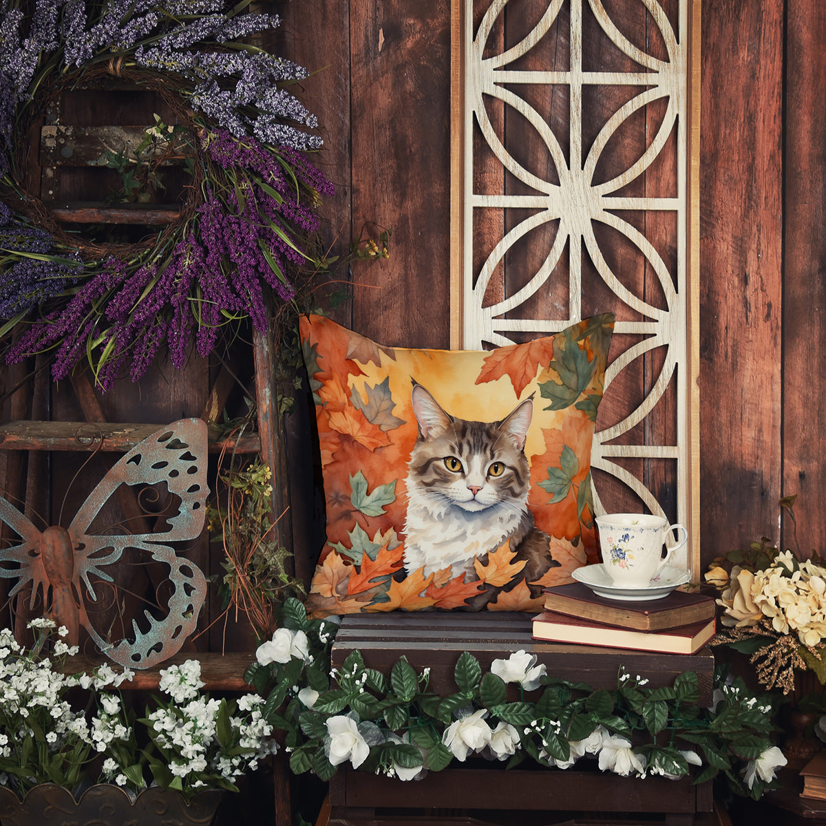 Caroline's Treasures La Perm Cat in Fall Leaves Throw Pillow Machine Washable, Indoor Outdoor Decorative Pillow for - image 6