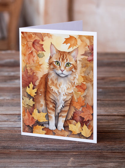 Caroline's Treasures La Perm Cat in Fall Leaves Greeting Cards Pack of 8 Blank Cards with Envelopes Whimsical A7 Size - image 2