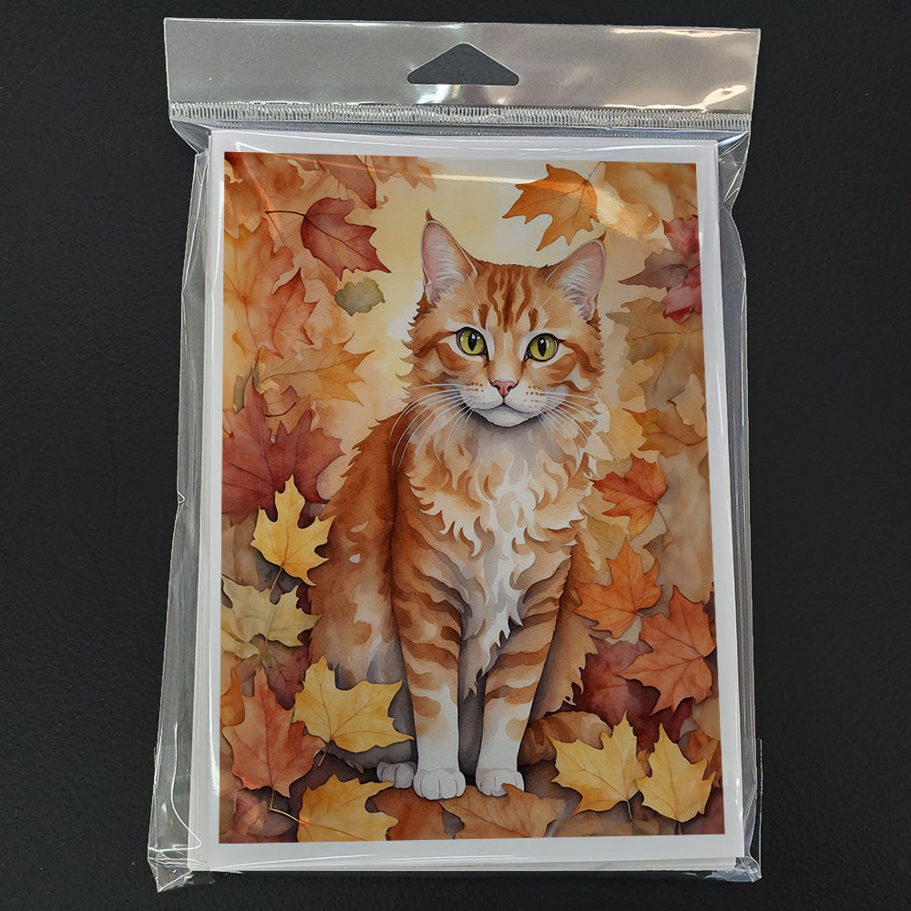 Caroline's Treasures La Perm Cat in Fall Leaves Greeting Cards Pack of 8 Blank Cards with Envelopes Whimsical A7 Size - image 3
