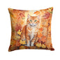 Caroline's Treasures La Perm Cat in Fall Leaves Throw Pillow Machine Washable, Indoor Outdoor Decorative Pillow for