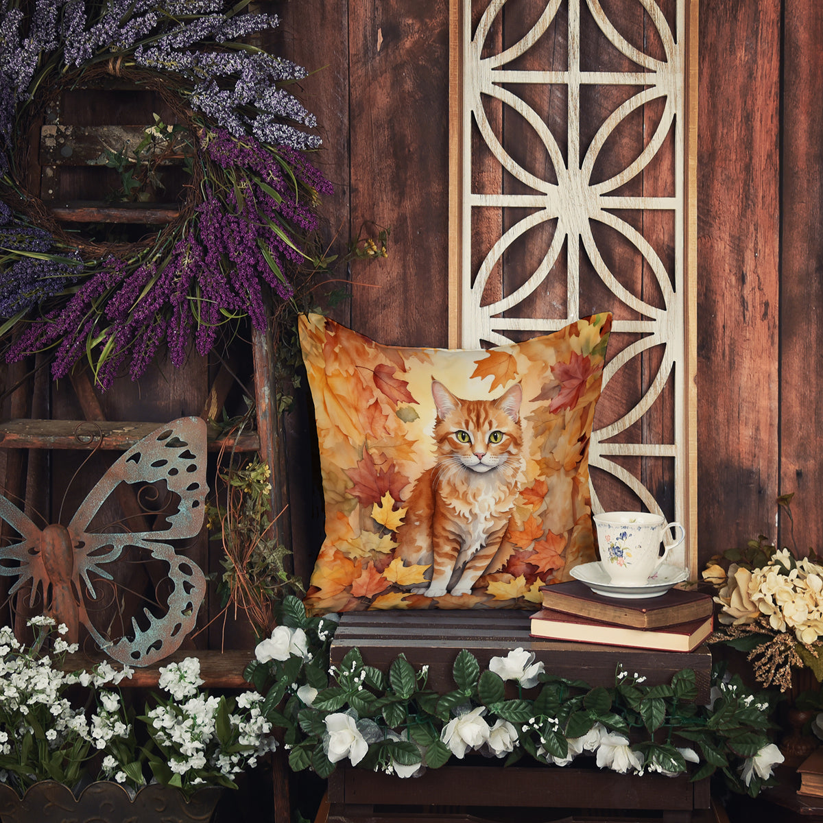 Caroline's Treasures La Perm Cat in Fall Leaves Throw Pillow Machine Washable, Indoor Outdoor Decorative Pillow for - image 5