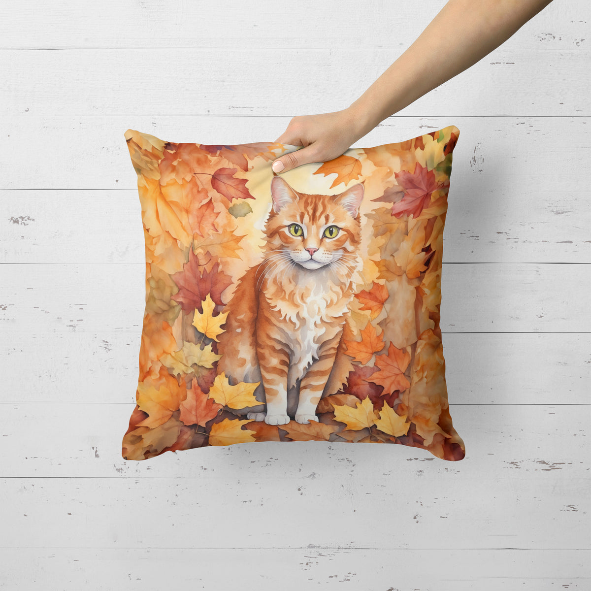 Caroline's Treasures La Perm Cat in Fall Leaves Throw Pillow Machine Washable, Indoor Outdoor Decorative Pillow for - image 2