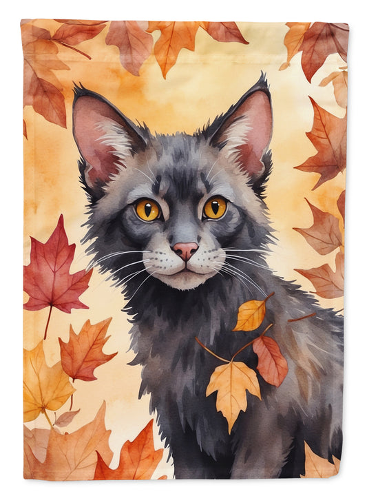 Caroline's Treasures Lykoi Cat in Fall Leaves House Flag Large Porch Sleeve Pole Decorative Outside Yard Banner Artwork