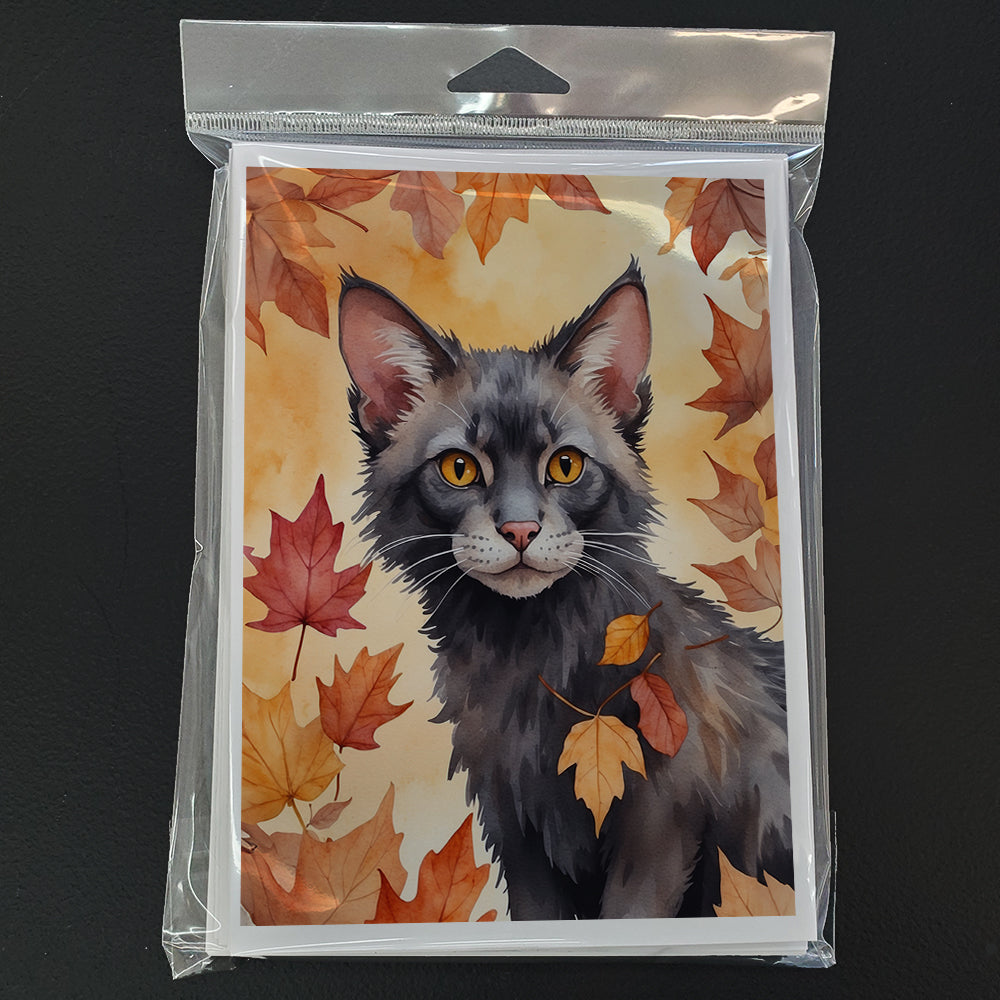 Caroline's Treasures Lykoi Cat in Fall Leaves Greeting Cards Pack of 8 Blank Cards with Envelopes Whimsical A7 Size 5x7 - image 3