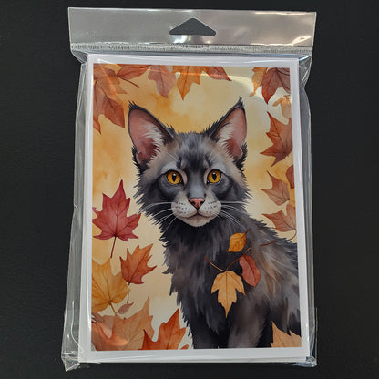 Caroline's Treasures Lykoi Cat in Fall Leaves Greeting Cards Pack of 8 Blank Cards with Envelopes Whimsical A7 Size 5x7 - image 3