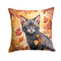 Caroline's Treasures Lykoi Cat in Fall Leaves Throw Pillow Machine Washable, Indoor Outdoor Decorative Pillow for