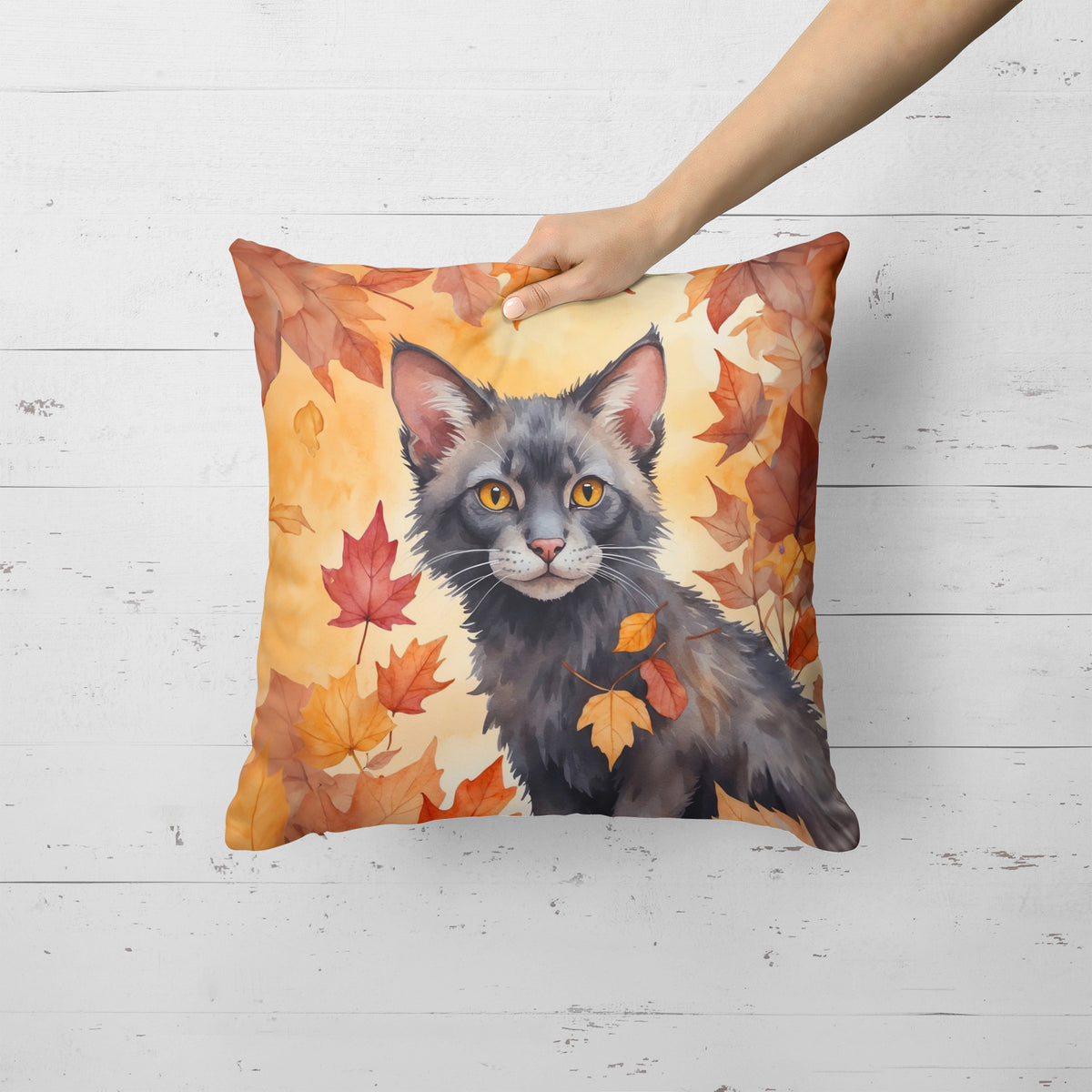 Caroline's Treasures Lykoi Cat in Fall Leaves Throw Pillow Machine Washable, Indoor Outdoor Decorative Pillow for - image 2