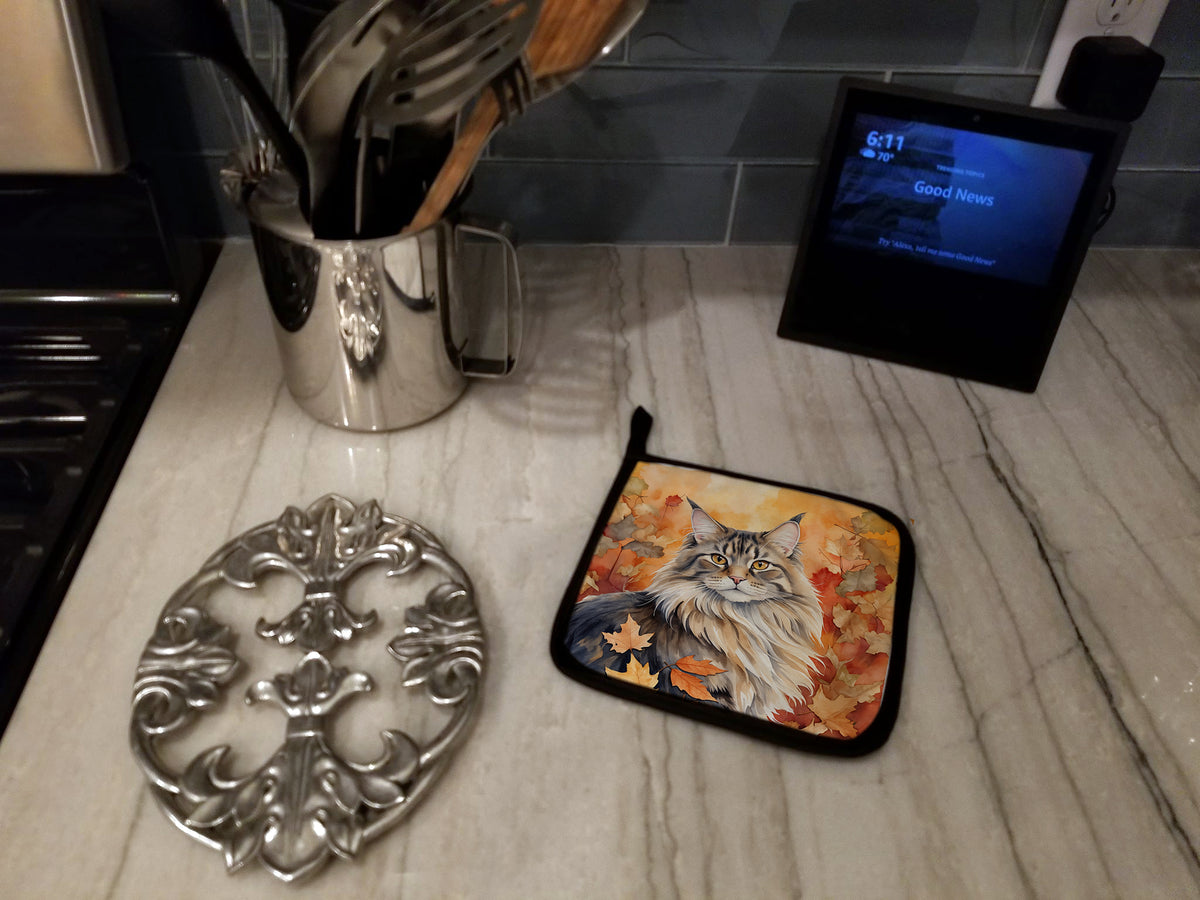 Caroline's Treasures MaineCoon Cat in Fall Leaves Pair of Pot Holders Kitchen Heat Resistant Pot Holders Sets Oven Hot - image 3