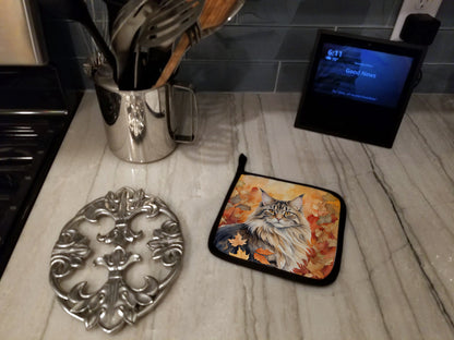 Caroline's Treasures MaineCoon Cat in Fall Leaves Pair of Pot Holders Kitchen Heat Resistant Pot Holders Sets Oven Hot - image 3
