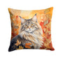 Caroline's Treasures MaineCoon Cat in Fall Leaves Throw Pillow Machine Washable, Indoor Outdoor Decorative Pillow for