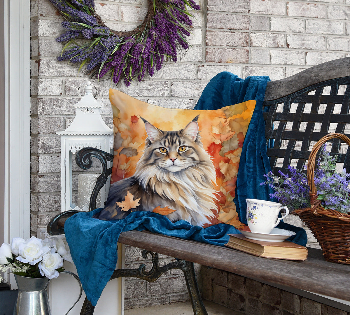 Caroline's Treasures MaineCoon Cat in Fall Leaves Throw Pillow Machine Washable, Indoor Outdoor Decorative Pillow for - image 4