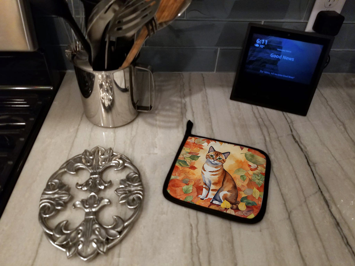 Caroline's Treasures Malayan Cat in Fall Leaves Pair of Pot Holders Kitchen Heat Resistant Pot Holders Sets Oven Hot - image 3