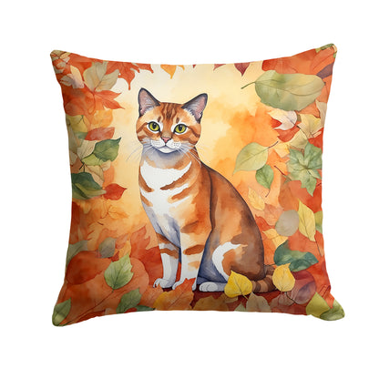 Caroline's Treasures Malayan Cat in Fall Leaves Throw Pillow Machine Washable, Indoor Outdoor Decorative Pillow for
