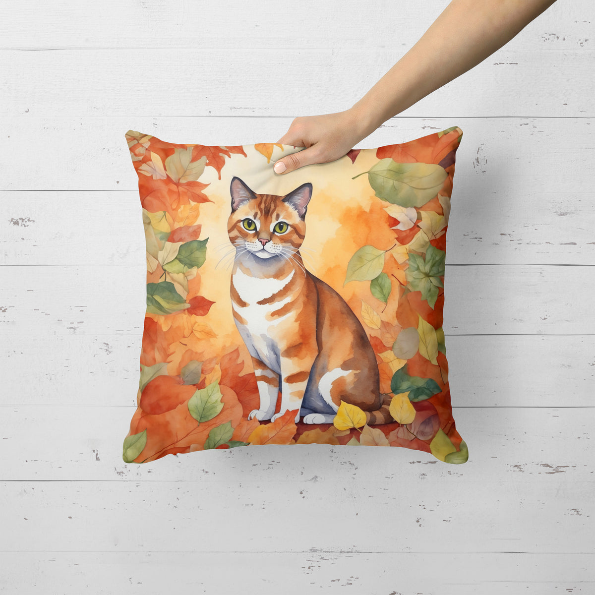 Caroline's Treasures Malayan Cat in Fall Leaves Throw Pillow Machine Washable, Indoor Outdoor Decorative Pillow for - image 2