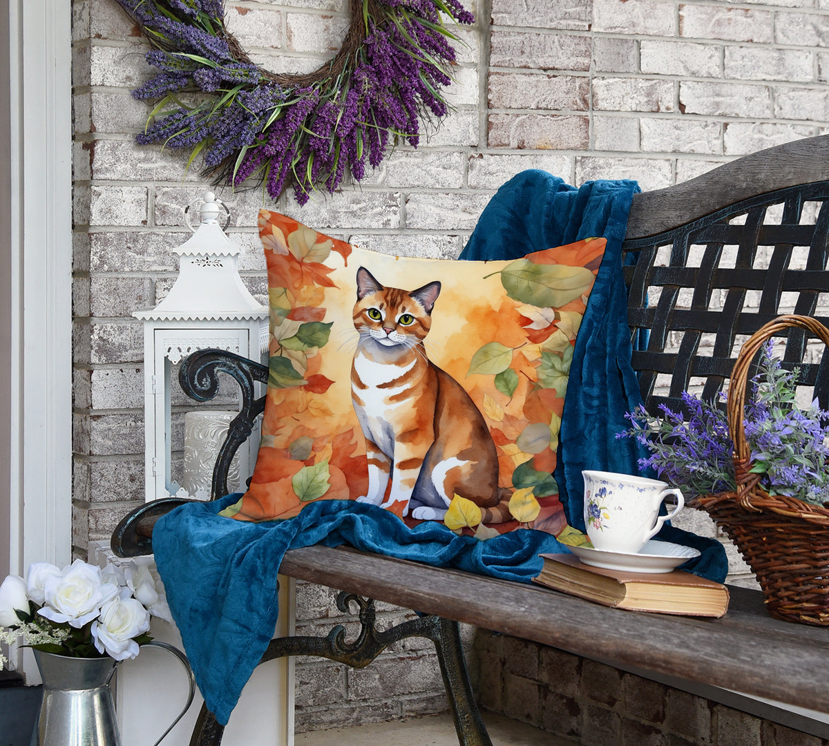 Caroline's Treasures Malayan Cat in Fall Leaves Throw Pillow Machine Washable, Indoor Outdoor Decorative Pillow for - image 4