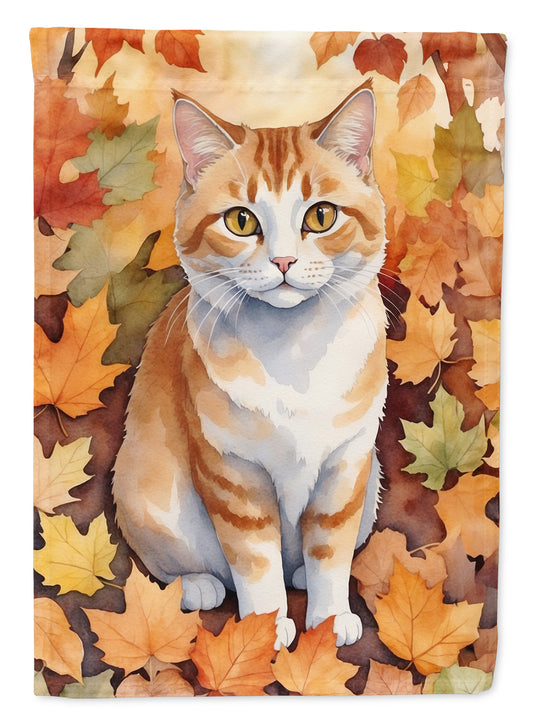 Caroline's Treasures Manx Cat in Fall Leaves Garden Flag Mailbox Flag Decorative Yard Flag Banner Outside Patio Artwork