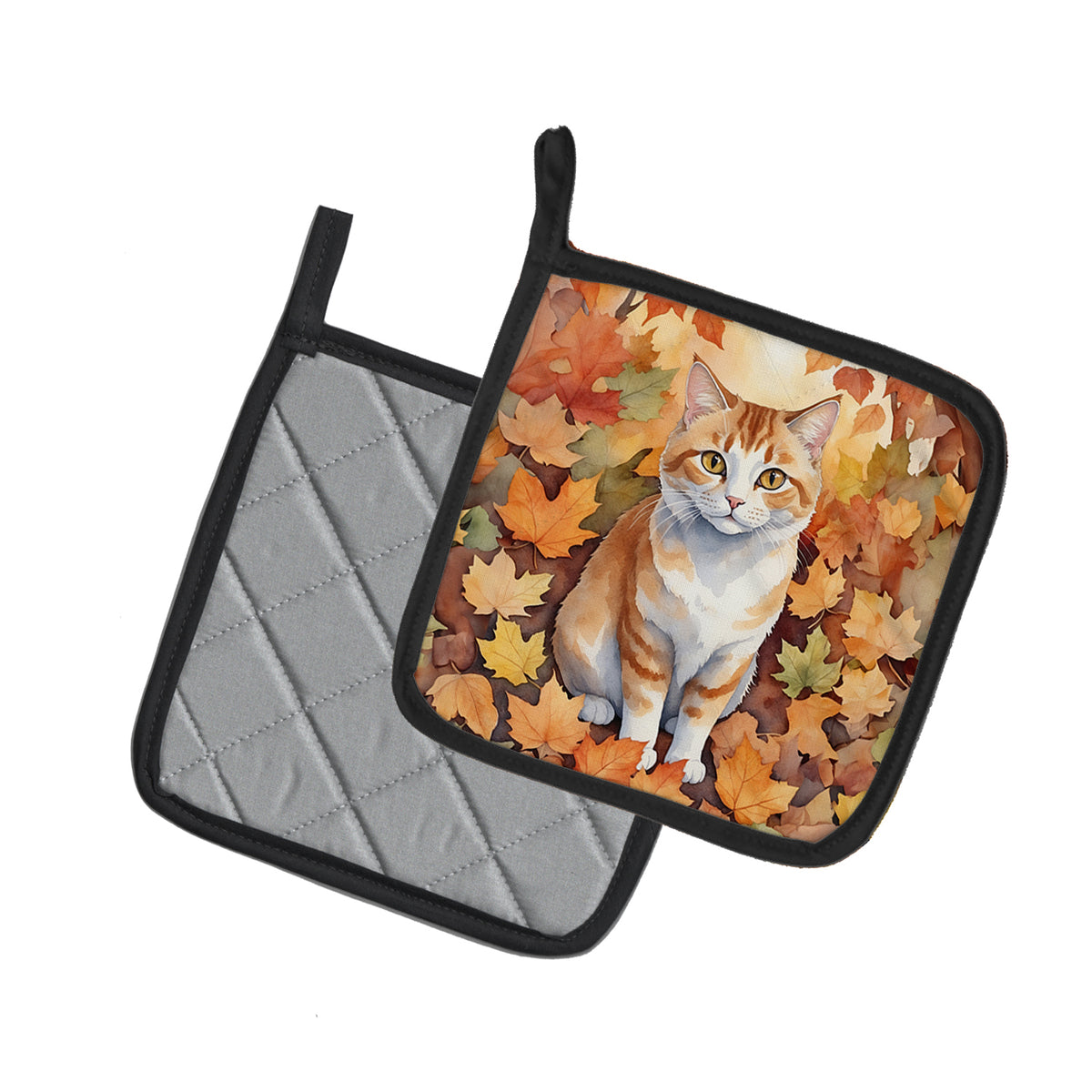 Caroline's Treasures Manx Cat in Fall Leaves Pair of Pot Holders Kitchen Heat Resistant Pot Holders Sets Oven Hot Pads - image 2
