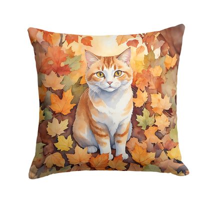 Caroline's Treasures Manx Cat in Fall Leaves Throw Pillow Machine Washable, Indoor Outdoor Decorative Pillow for Couch,