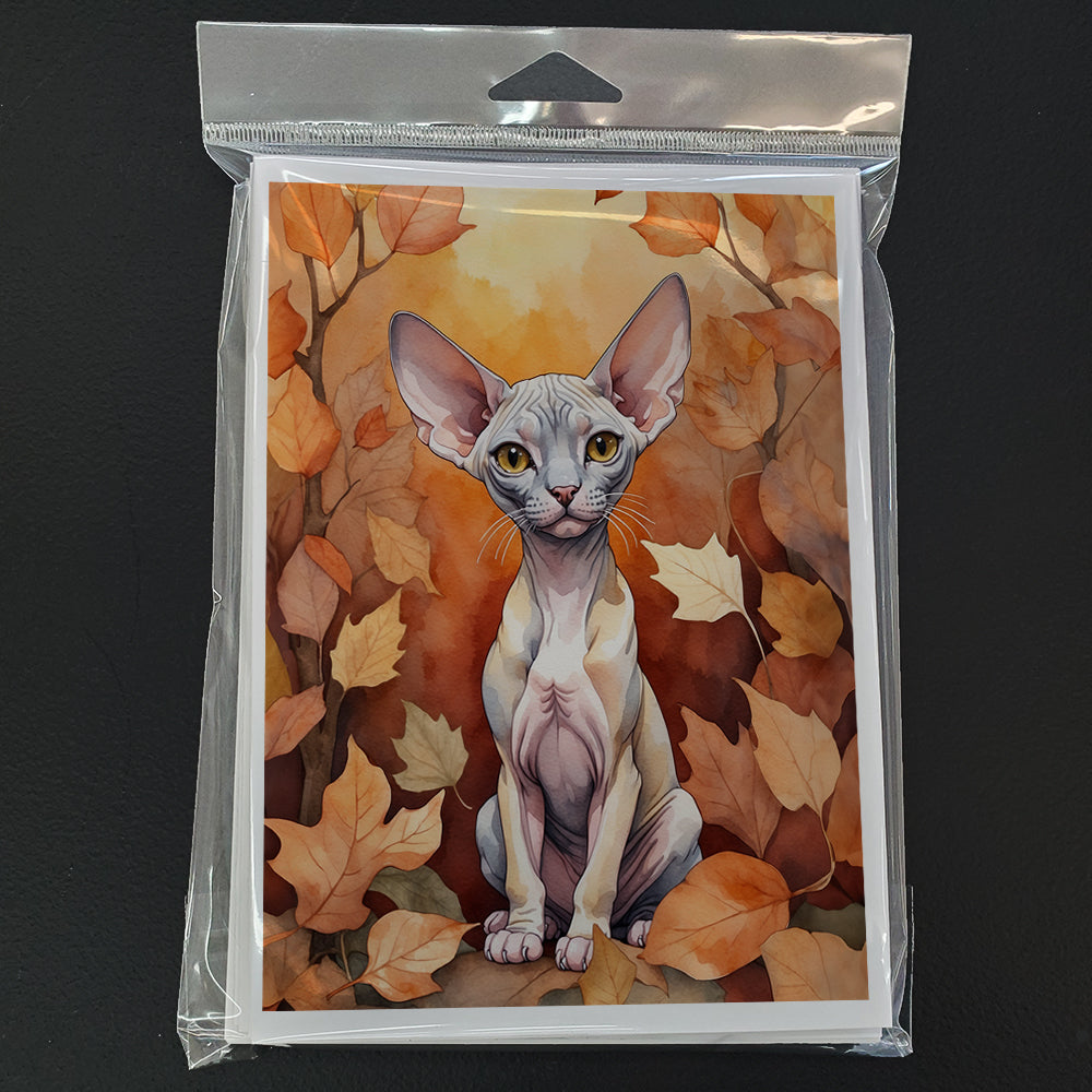 Caroline's Treasures Minskin Cat in Fall Leaves Greeting Cards Pack of 8 Blank Cards with Envelopes Whimsical A7 Size - image 3